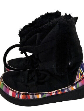 NIKE Girls Winter Boots Sneakers Pull On Black Pink Size 11 Toddler
